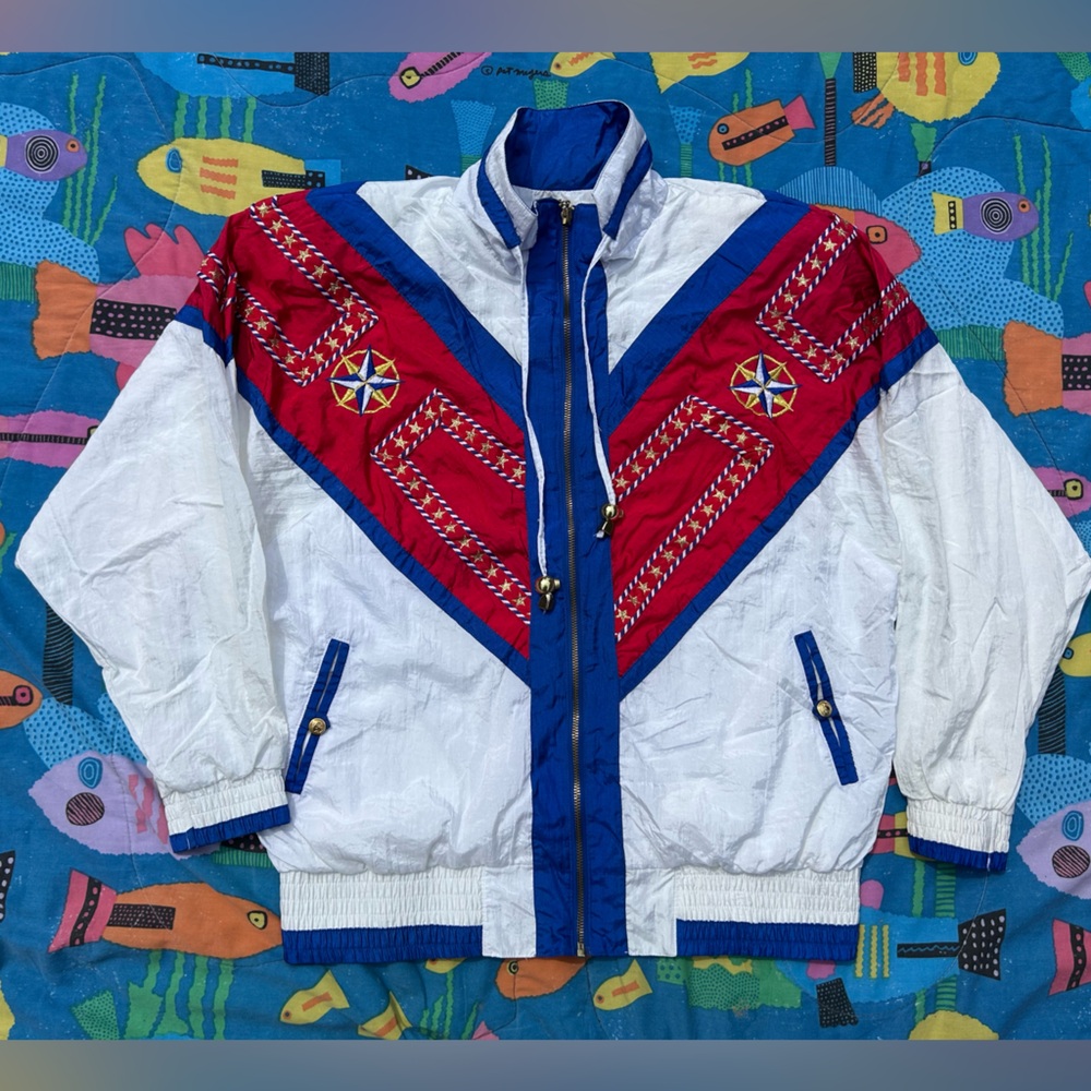 Vintage 90s women’s Red, white and blue medium Avon Windbreaker Jacket